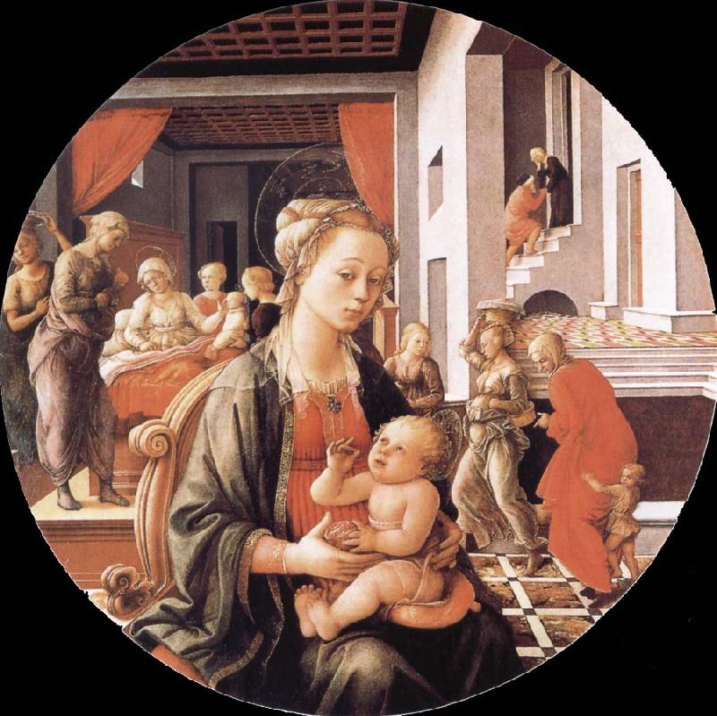 Fra Filippo Lippi Madonna and Son with histories of the life of Holy Ana France oil painting art